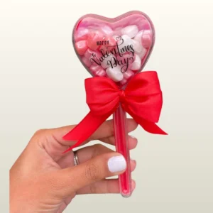 Corazon acrilico personalizado a 1 color relleno de dulces de corazon