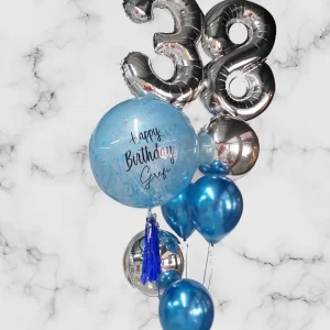 Bunch 2 números metálicos + 3 látex + 2 metálicos+ burbuja personalizada