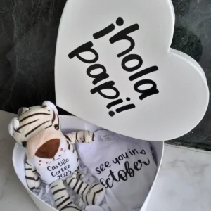 Caja de corazon personalizado + peluche personalizado + body personalizado