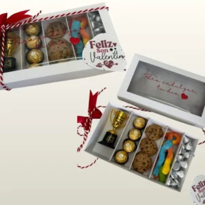 Cajita personalizada, trofeo personalizado + dulces y chocolates