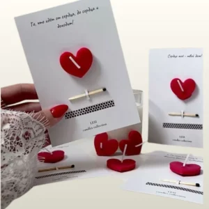 Velita de corazon con tarjetita personalizada