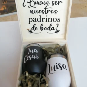 Caja personalizada de madera + 2 tumbler personalizados