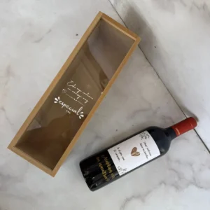 Caja personalizada madera  + Botella de vino personalizada