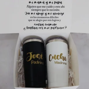 Cajita personalizada + 2 tumbler personalizados